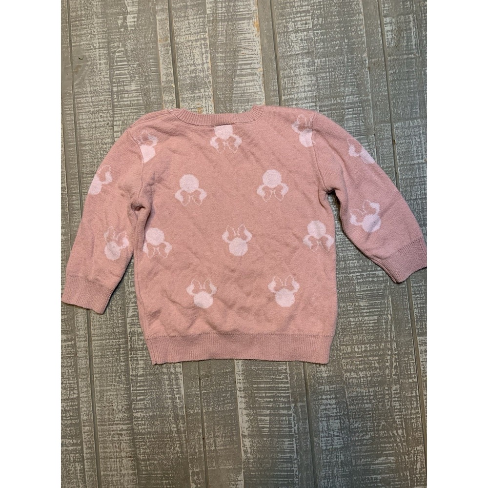 Disney Baby Girl Sweater Size 12 Months Minnie Mouse Pink Knit Pullover Mickey‎